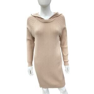 Saturday Sunday By Anthropologie Dress Women’s Size M Sweater Dress Hoodie Tan